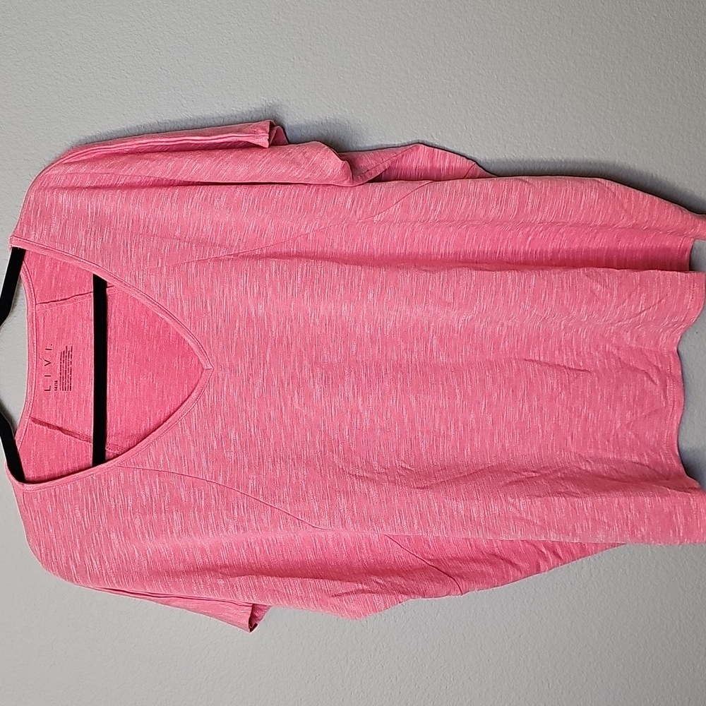 Livi Oversized Workout Active Casual Comfy Pink V-Neck Short Sleeve Top 14/16